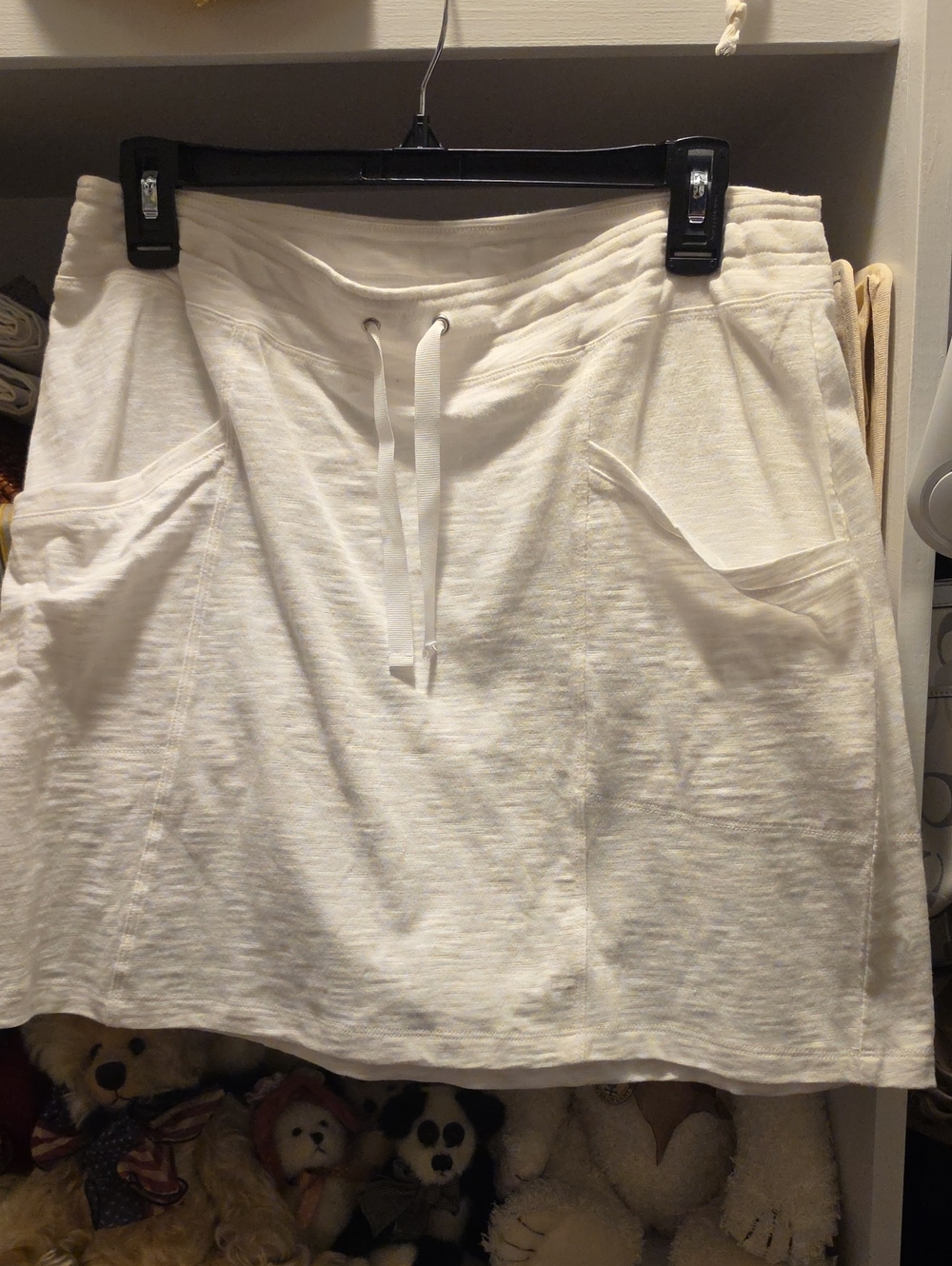Casual Drawstring Pocket Skirt in White